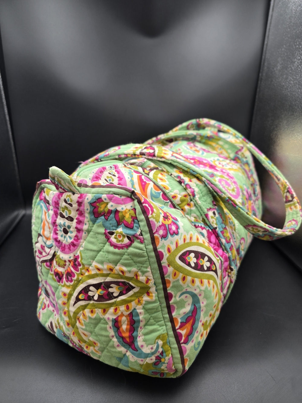 Vera Bradley Quilted Paisley Duffel in Mint Green and Pink - Picture 6 of 16